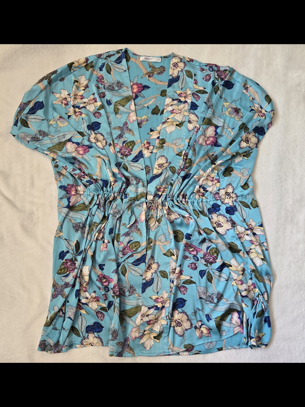 Ricki's Turquoise Floral Butterfly Print Robe and Cami